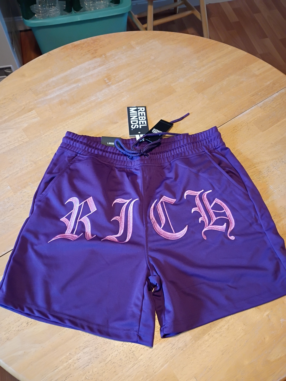 Unisex Purple 'RICH' Athletic Shorts
